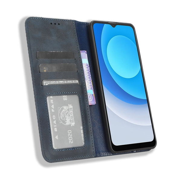 For Blackview A53 / A53 Pro Magnetic Buckle Retro Texture Leather Phone Case(Blue)