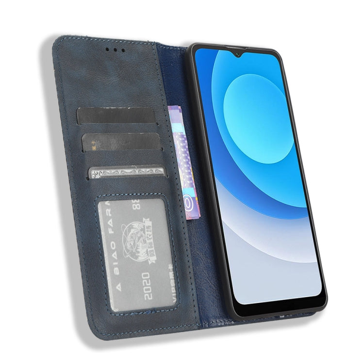 For Blackview A53 / A53 Pro Magnetic Buckle Retro Texture Leather Phone Case(Blue)