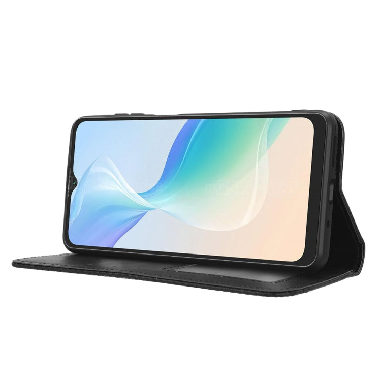For Blackview Oscal C30 / C30 Pro Magnetic Buckle Retro Texture Leather Phone Case(Black)