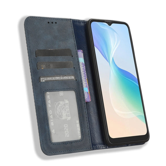 For Blackview Oscal C30 / C30 Pro Magnetic Buckle Retro Texture Leather Phone Case(Blue)