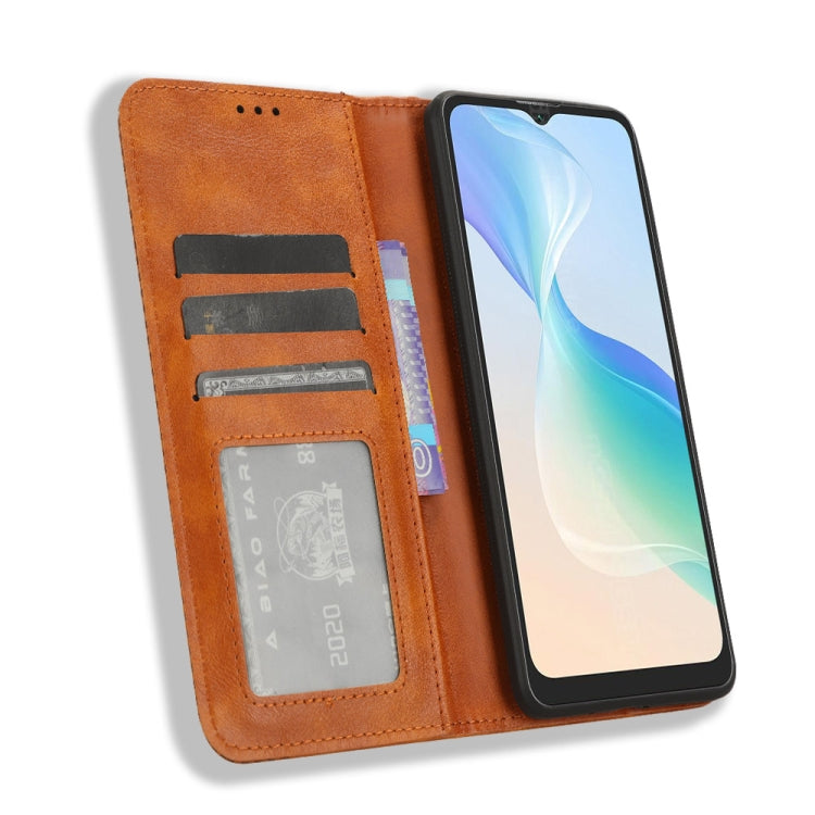 For Blackview Oscal C30 / C30 Pro Magnetic Buckle Retro Texture Leather Phone Case(Brown)