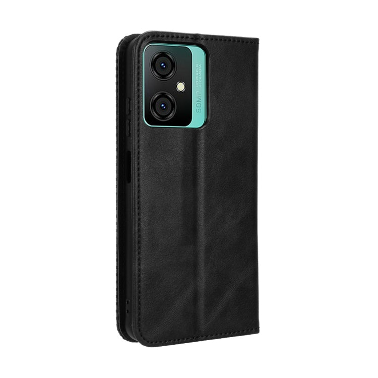 For Blackview Oscal C70 Magnetic Buckle Retro Texture Leather Phone Case(Black)