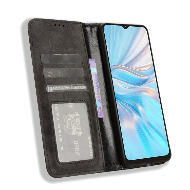 For Blackview Oscal C70 Magnetic Buckle Retro Texture Leather Phone Case(Black)