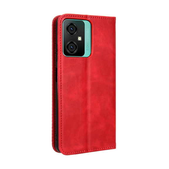 For Blackview Oscal C70 Magnetic Buckle Retro Texture Leather Phone Case(Red)