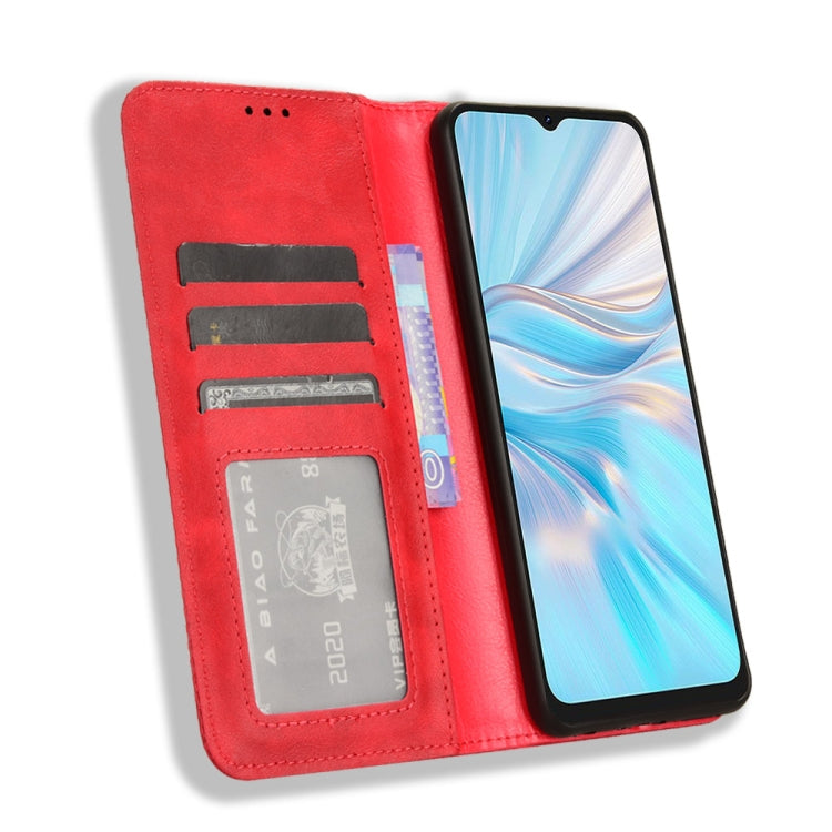 For Blackview Oscal C70 Magnetic Buckle Retro Texture Leather Phone Case(Red)