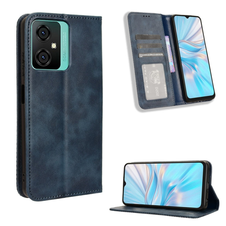 For Blackview Oscal C70 Magnetic Buckle Retro Texture Leather Phone Case(Blue)