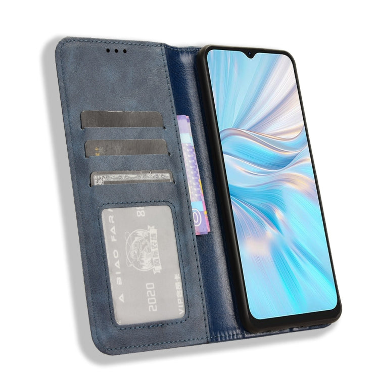 For Blackview Oscal C70 Magnetic Buckle Retro Texture Leather Phone Case(Blue)