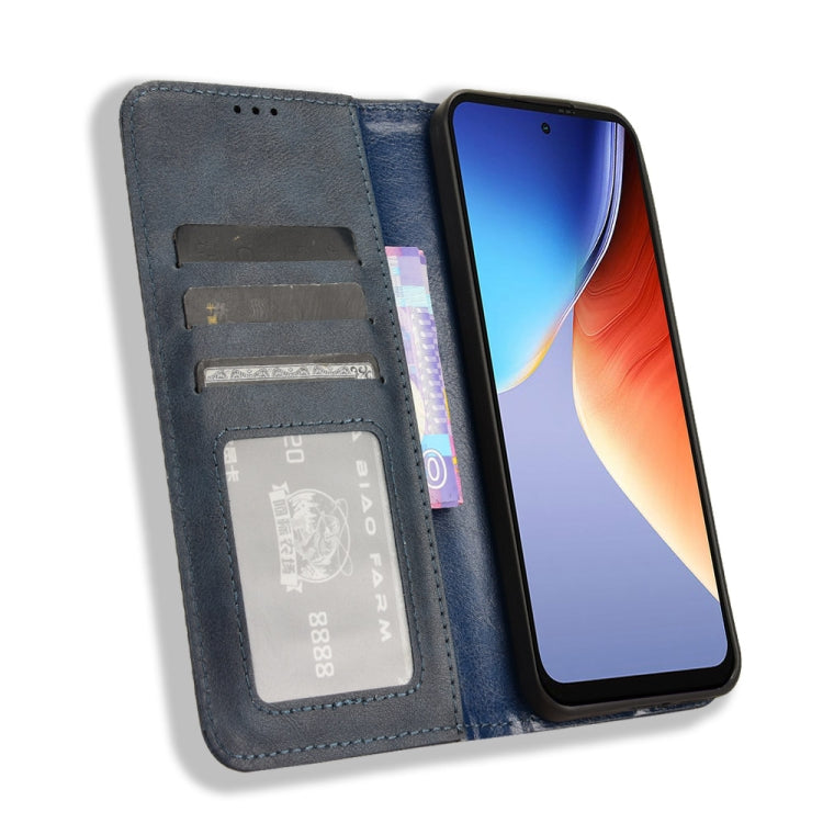 For Blackview A96 Magnetic Buckle Retro Texture Leather Phone Case(Blue)
