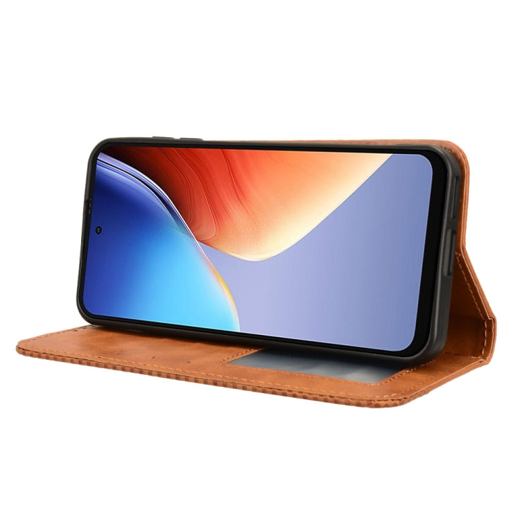 For Blackview A96 Magnetic Buckle Retro Texture Leather Phone Case(Brown)