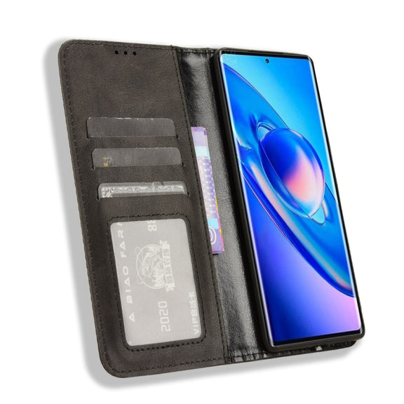 For Blackview A200 Pro Magnetic Buckle Retro Texture Leather Phone Case(Black)