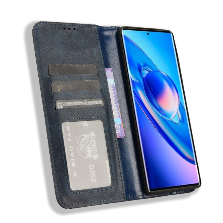 For Blackview A200 Pro Magnetic Buckle Retro Texture Leather Phone Case(Blue)