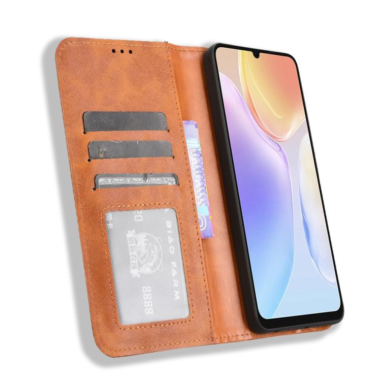 For Ulefone Note 20 Pro Magnetic Buckle Retro Texture Leather Phone Case(Brown)