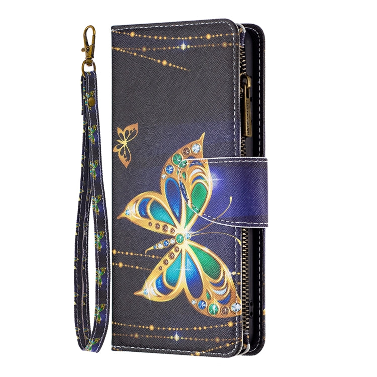 For Samsung Galaxy A55 Colored Drawing Pattern Zipper Leather Phone Case(Big Butterfly)