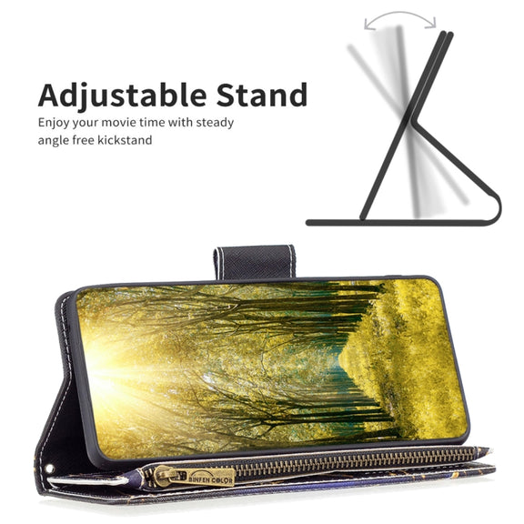 For Samsung Galaxy A55 Colored Drawing Pattern Zipper Leather Phone Case(Big Butterfly)