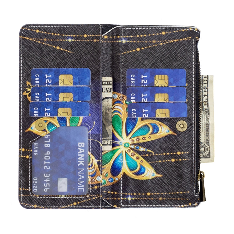 For Samsung Galaxy A55 Colored Drawing Pattern Zipper Leather Phone Case(Big Butterfly)