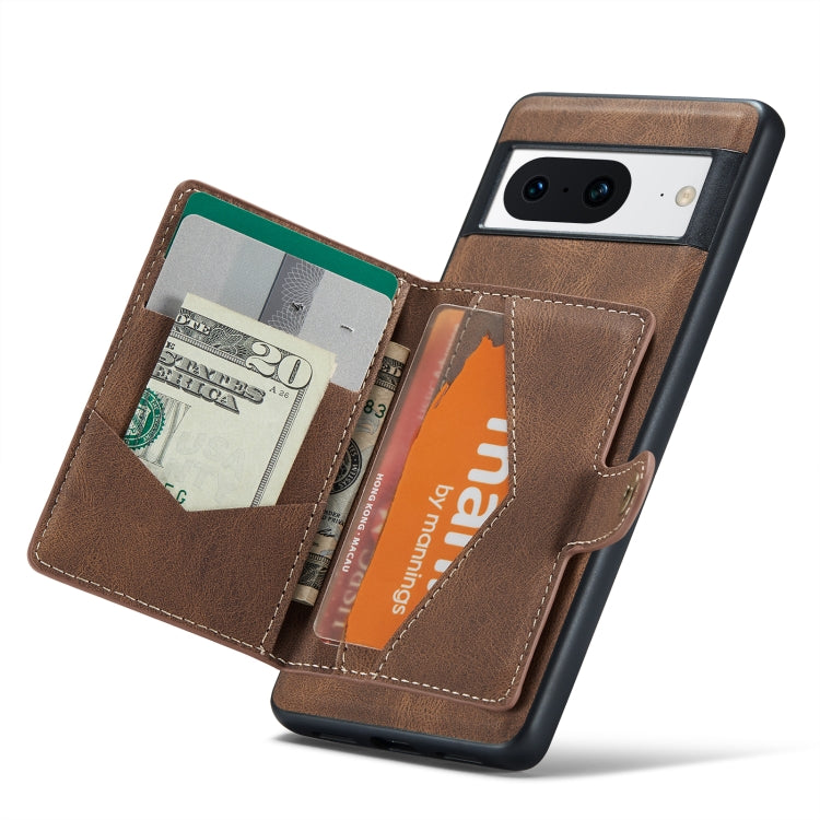 For Google Pixel 8 JEEHOOD Retro Magnetic Detachable Wallet Phone Case(Brown)