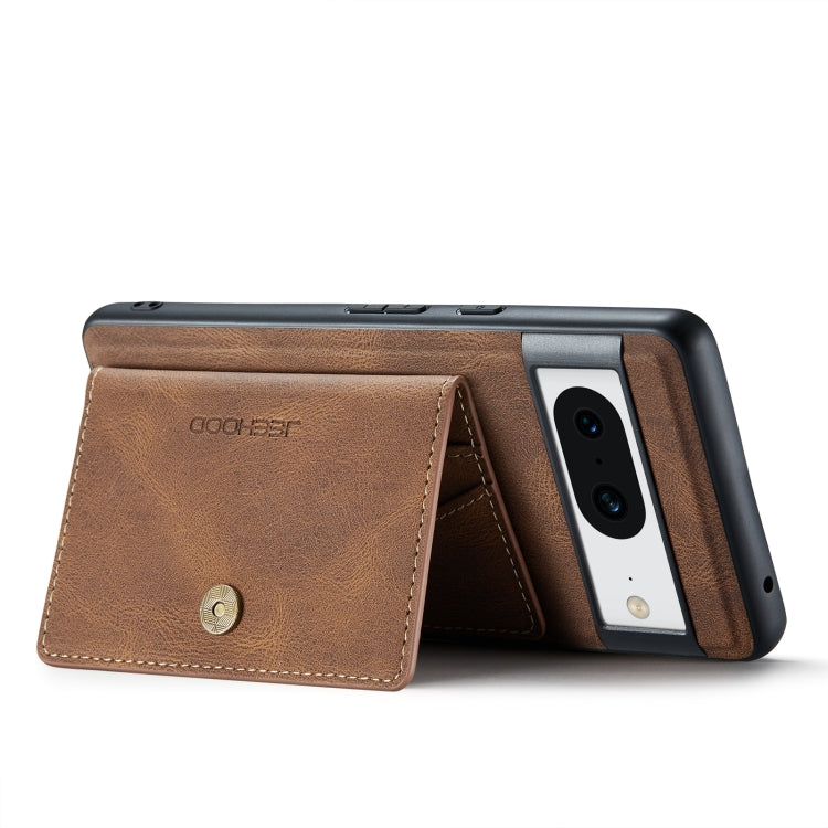 For Google Pixel 8 JEEHOOD Retro Magnetic Detachable Wallet Phone Case(Brown)