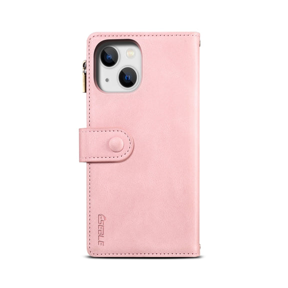 For iPhone 15 ESEBLE Retro Frosted RFID Flip Leather Phone Case(Rose Gold)