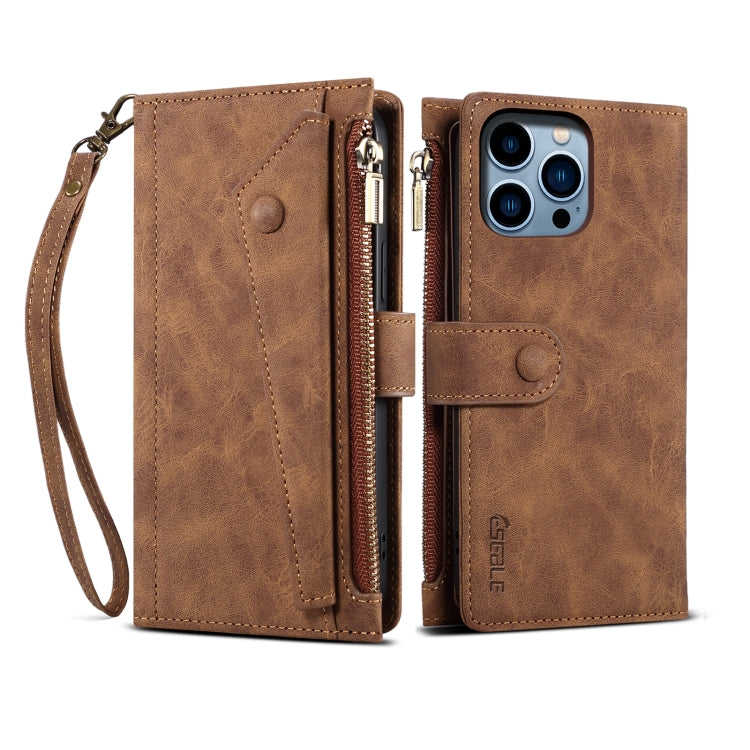 For iPhone 16 Pro Max ESEBLE Retro Frosted RFID Flip Leather Phone Case(Brown)