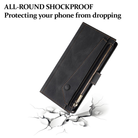 For iPhone 16 Plus ESEBLE Retro Frosted RFID Flip Leather Phone Case(Black)