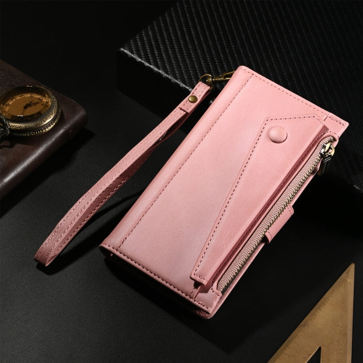 For iPhone 16 Plus ESEBLE Retro Frosted RFID Flip Leather Phone Case(Rose Gold)