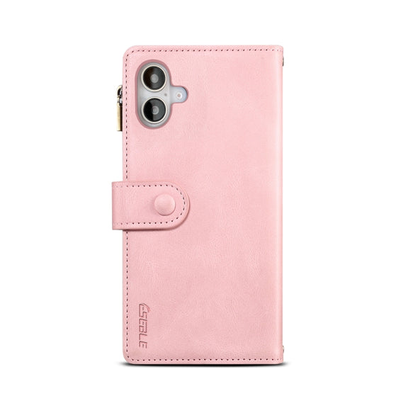 For iPhone 16 Plus ESEBLE Retro Frosted RFID Flip Leather Phone Case(Rose Gold)