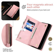 For iPhone 16 Plus ESEBLE Retro Frosted RFID Flip Leather Phone Case(Rose Gold)