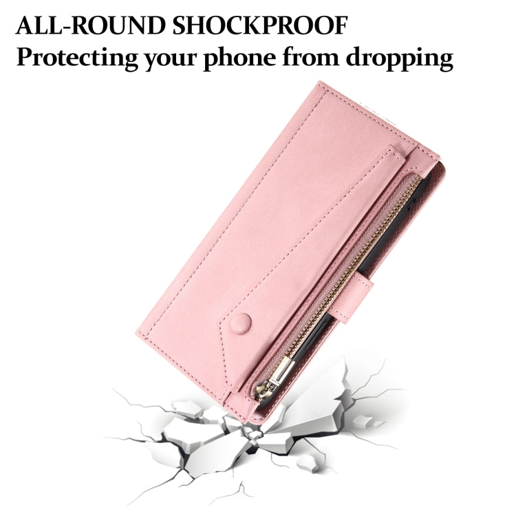 For iPhone 16 Plus ESEBLE Retro Frosted RFID Flip Leather Phone Case(Rose Gold)