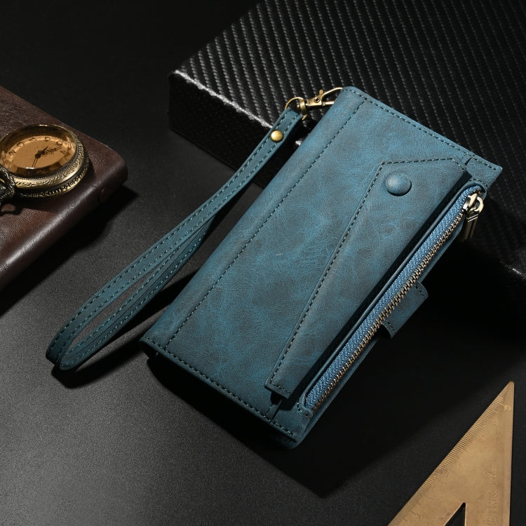 For iPhone 16 Plus ESEBLE Retro Frosted RFID Flip Leather Phone Case(Dark Green)