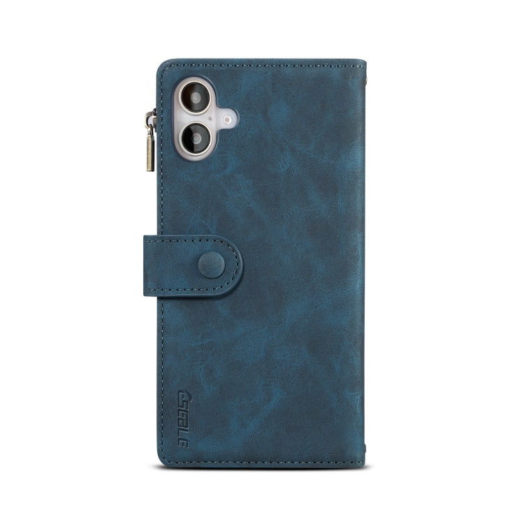 For iPhone 16 Plus ESEBLE Retro Frosted RFID Flip Leather Phone Case(Dark Green)