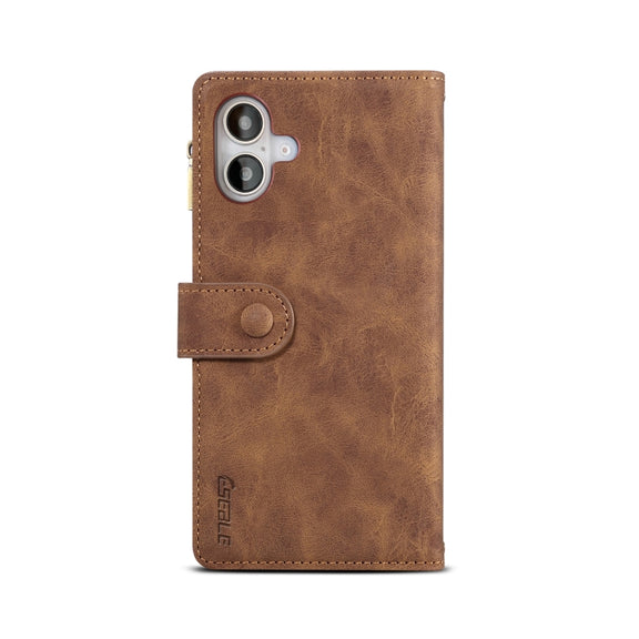For iPhone 16 ESEBLE Retro Frosted RFID Flip Leather Phone Case(Brown)