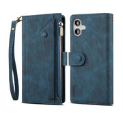 For iPhone 16 ESEBLE Retro Frosted RFID Flip Leather Phone Case(Dark Green)
