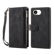 For iPhone 16e ESEBLE Retro Frosted RFID Flip Leather Phone Case(Black)