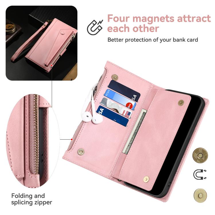 For iPhone 16e ESEBLE Retro Frosted RFID Flip Leather Phone Case(Rose Gold)
