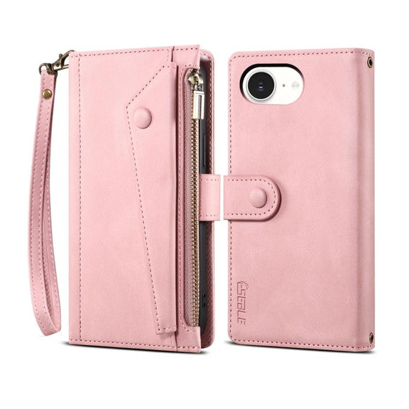 For iPhone 16e ESEBLE Retro Frosted RFID Flip Leather Phone Case(Rose Gold)
