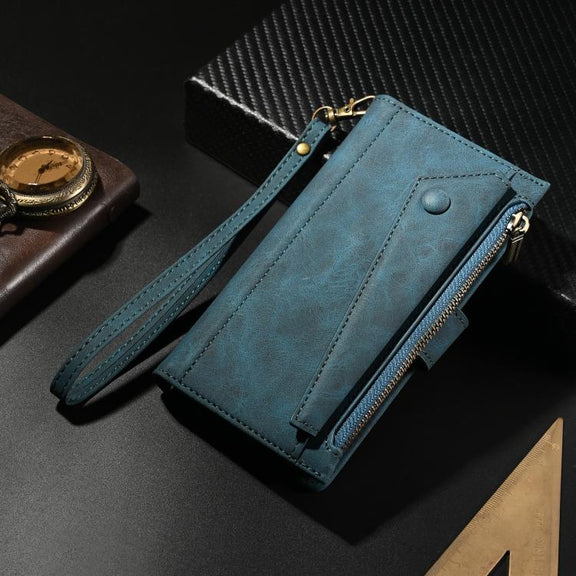 For iPhone 16e ESEBLE Retro Frosted RFID Flip Leather Phone Case(Dark Green)