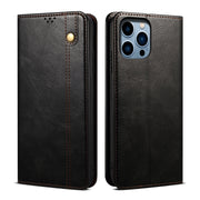 For iPhone 16 Pro Max Oil Wax Crazy Horse Texture Leather Phone Case(Black)