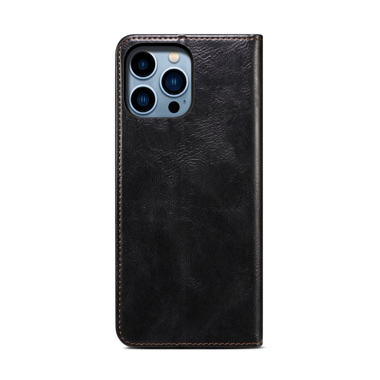 For iPhone 16 Pro Max Oil Wax Crazy Horse Texture Leather Phone Case(Black)