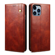 For iPhone 16 Pro Oil Wax Crazy Horse Texture Leather Phone Case(Brown) - iPhone 16 Pro Cases by PMC TechLife | Online Shopping South Africa | PMC TechLife | Buy Now Pay Later Mobicred
