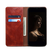 For iPhone 16 Pro Oil Wax Crazy Horse Texture Leather Phone Case(Brown)