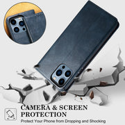 For iPhone 16 Plus Oil Wax Crazy Horse Texture Leather Phone Case(Blue)