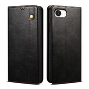 For iPhone 16e Oil Wax Crazy Horse Texture Leather Phone Case(Black)