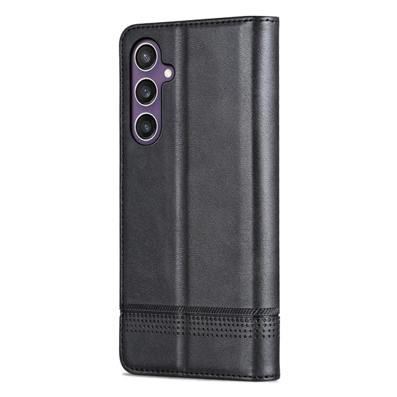 For Samsung Galaxy S24 5G AZNS Magnetic Calf Texture Flip Leather Phone Case(Black)