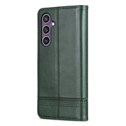 For Samsung Galaxy S24 5G AZNS Magnetic Calf Texture Flip Leather Phone Case(Dark Green)