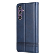 For Samsung Galaxy S24 5G AZNS Magnetic Calf Texture Flip Leather Phone Case(Dark Blue)