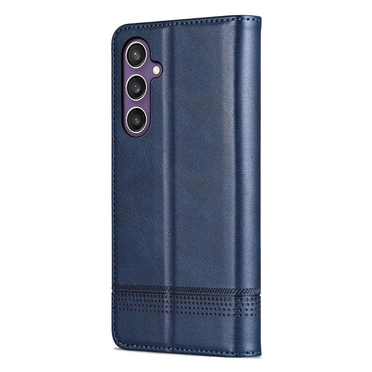 For Samsung Galaxy S24 5G AZNS Magnetic Calf Texture Flip Leather Phone Case(Dark Blue)