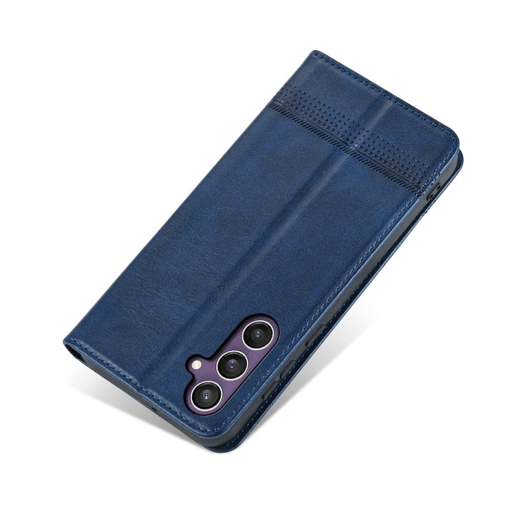 For Samsung Galaxy S24 5G AZNS Magnetic Calf Texture Flip Leather Phone Case(Dark Blue)