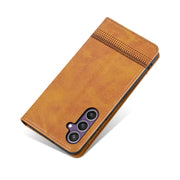 For Samsung Galaxy S24 5G AZNS Magnetic Calf Texture Flip Leather Phone Case(Light Brown)