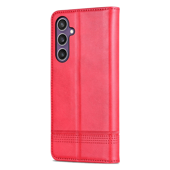 For Samsung Galaxy S24+ 5G AZNS Magnetic Calf Texture Flip Leather Phone Case(Red)