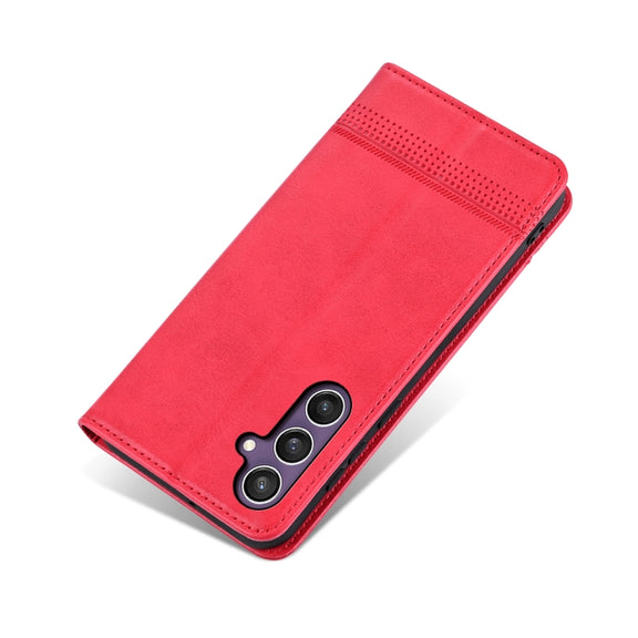 For Samsung Galaxy S24+ 5G AZNS Magnetic Calf Texture Flip Leather Phone Case(Red)